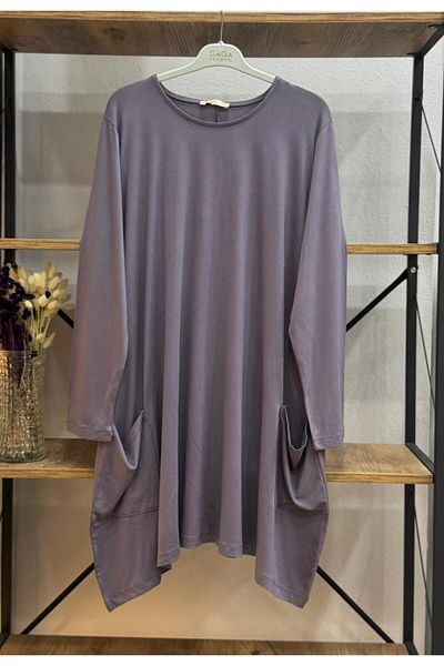 ÖZNE BUTİK Women's 100% Cotton Lycra Pocket Detail A-Line Combed Cotton Tunic