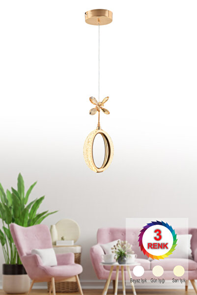 İstanbul Avize İstanbul Avize Zeus Tekli Gold 3 Renk Ledli Modern Led Avize