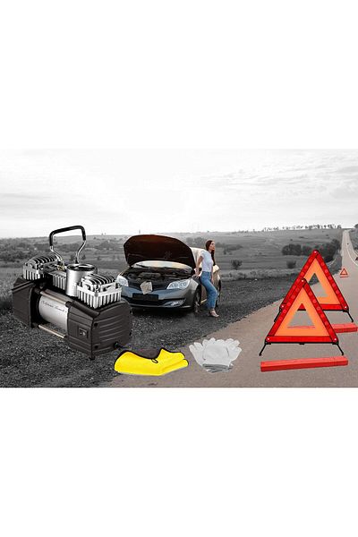 CFT California Car Air compressor with Emergency Warning Triangle kit