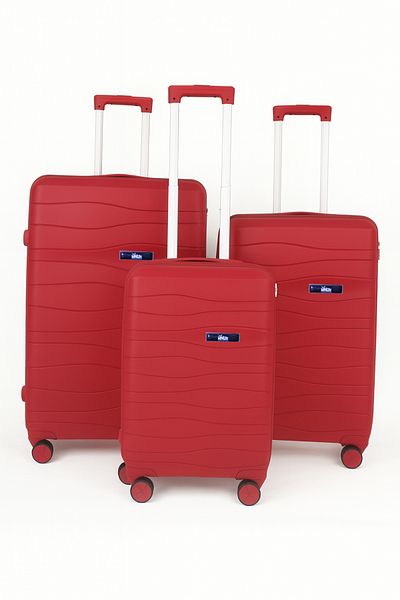 Mnuk Viajero Set of 3 Luggage with Anti-Theft Zipper, TSA Lock, PP Material| Size 28/24/20- Red