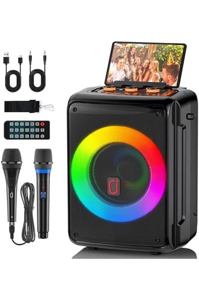 JYX JYXAE-D13 Karaoke Machine for Adults and Kids, Bluetooth Speaker with 2 Microphones, Portable Party