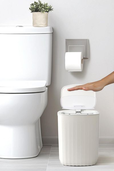 Okyanus Home 12Lt Off-White Trash Can with Motion Sensor