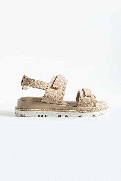 Siena Shoes Zarie Women's Velcro Genuine Leather Sandals Beige