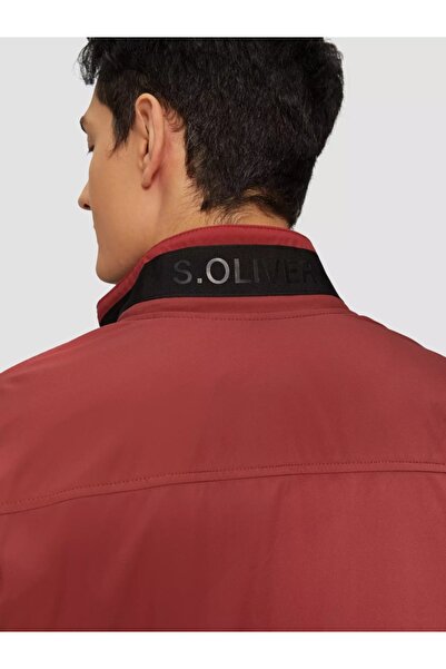 s.Oliver Men's aviator jacket with elastic cuff, Dark red