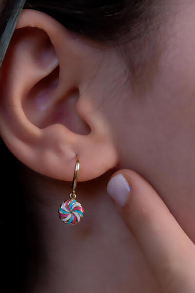 Bayar Gold 14 Ayar Altın Renkli Halka Çocuk Küpe