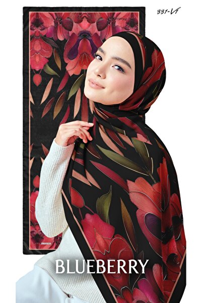 hijabchi شال حرير بورسا - سلسلة نايت لامينت - مجموعة جديدة - أسود