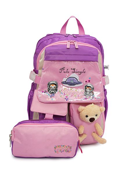 eBavul Teddy Bear Detailed Girl's Primary School Bag Set