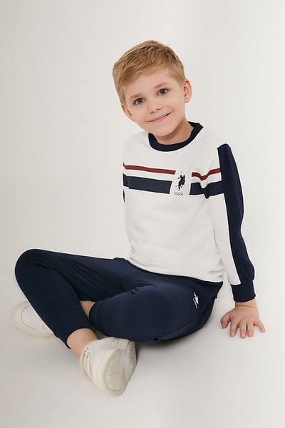 U.S. Polo Assn. U.S. Polo Assn Detail White Boys' Tracksuit Set