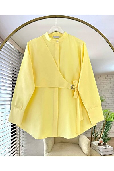 Bahar Altundemir قميص تونيك أصفر غير متماثل بحزام نسائي
