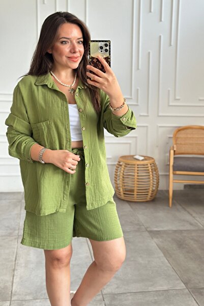 Yağmur Butik Müslin Polo Yaka Gömlek