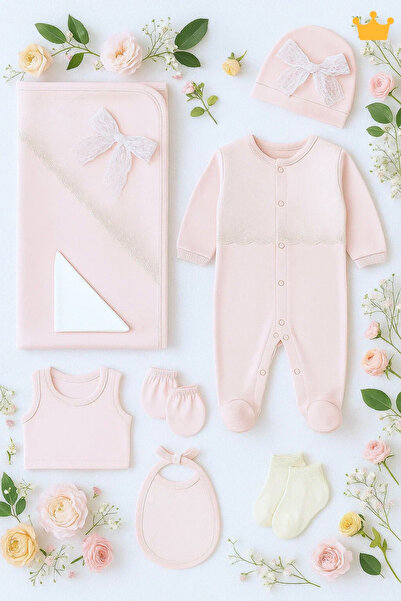 Babyhola 8 Parça Dantel Detaylı Kız Bebek Hastane Çıkışı 5000