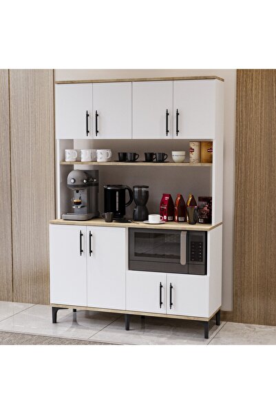 Garaj Home Elmas Çok Amaçlı Dolap Raflı Kahve Köşesi - Meşe