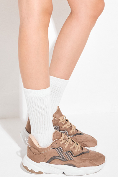 PowerSpeed Unisex Toprak Poli Taban Yüksek Taban Şeritli Bağcıklı Spor Ayakkabı