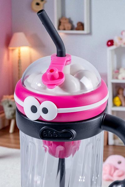 Nandy Home Bubble Model Water Bottle with Straw and Handle, Cleaner and Silicone Straw Tip Gift