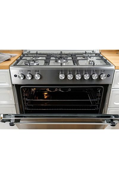 GL GENERAL 90x60cm Gas Cooking Range 2 Big Eyes, 5 Burners, 2 Fans, Cast Iron Support