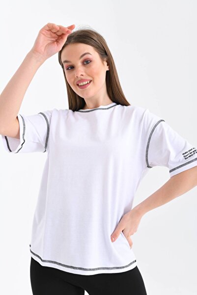 MOVİMENT Karyoka albă pentru femei, cu cusături, cu formă largă, cu un singur...