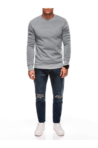 Edoti Men's round neck sweatshirt BASIC EM-SSBN-0100 Gray melange