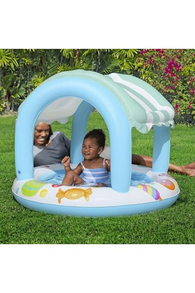 BESTWAY | Inflatable Sweet Shop Paddling Pool, Kids, Toddler Outdoor Garden Paddling Pool with Shade