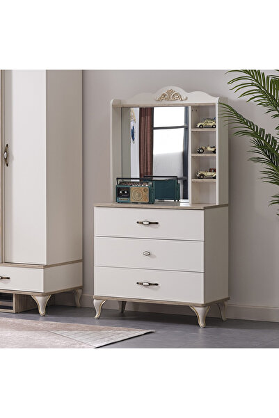 Home Box Meadow 3-Drawer Dresser With Mirror Storage and Shelves