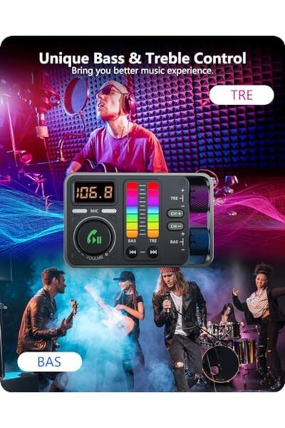 LENCENT Bluetooth 5.3 Car FM Transmitter, Hi-Fi Treble & Bass Music Player, PD20W QC18W Fast Car Cha
