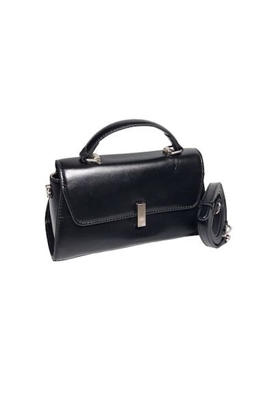 L-line fashion Women's bag, small, made of genuine leather, black, 22x13x9