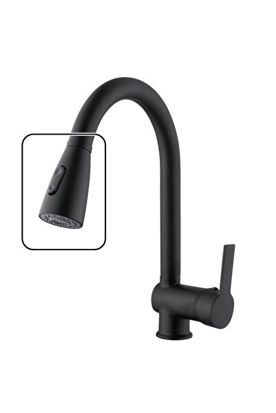 yapıtaşı Yt47S Kartepe Siyah Spiralli Mutfak Eviye Bataryası El Duşu 2Fonksiyonlu