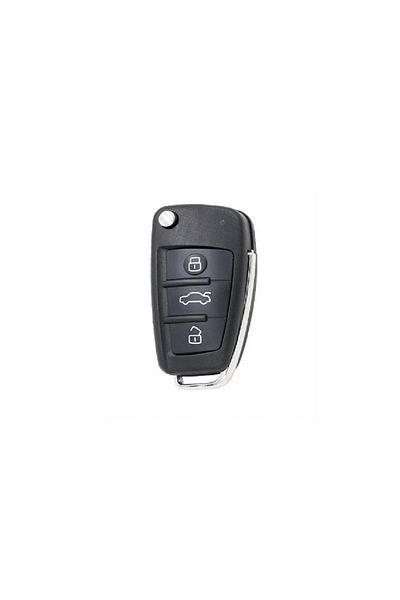 NTY Car key case, compatible with Audi A1 A3 A4 A6 A8 Q3 Q5 Q7 TT, 3 buttons, foldable, black
