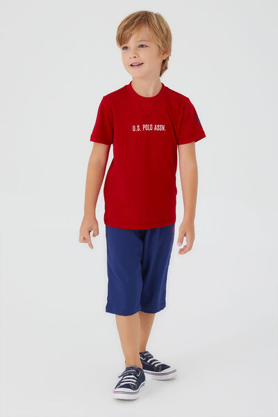 U.S. Polo Assn. U.S. Polo Assn Dark Red Texture Red Boys' Capri Suit