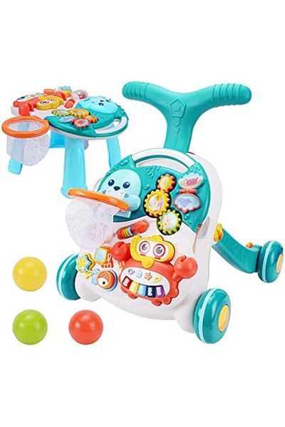 Mini Baby Baby Walker Push Toys Educational Musical Child Rocking Chair with Wheels 2-in-1 Activity Table Ligh