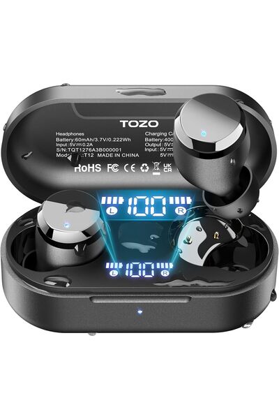 TOZO سماعات أذن لاسلكية T12 بتقنية البلوتوث 5.3