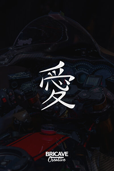 Bricave Aşk Kanji JDM Araba-Motosiklet Cam Etiket Sticker 9x12cm