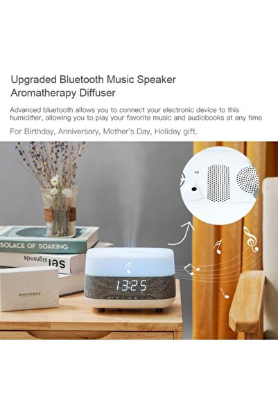 Generic Bluetooth Clock Aromatherapy Humidifier Speaker with 7 Color Ambient Light