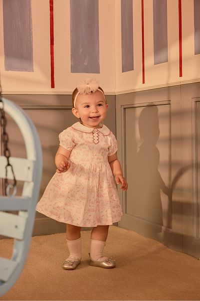 Atelier Babbi Baby Girl Dress - Toile De Jouy / Pink