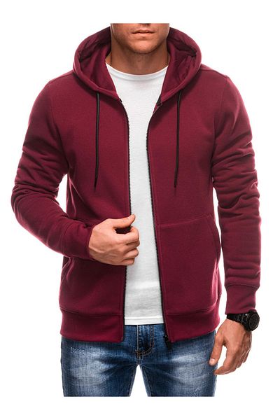 Edoti Men's zip-up hoodie BASIC EM-SSBZ-0101 Bordeaux