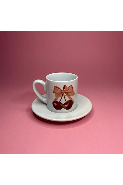 EYBaskı Tasarım Cherry Themed Single Coffee Cup