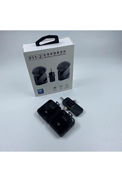 Bubitechh F11-2 Kablosuz Yaka Mikrofonu Type-C Lightning Uyumlu iPhone Android Telefon Kamera İçin
