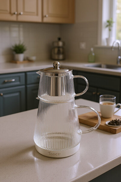 Taşev Bambum Armor Çelik İndüksiyon Tabanlı Cam Çaydanlık