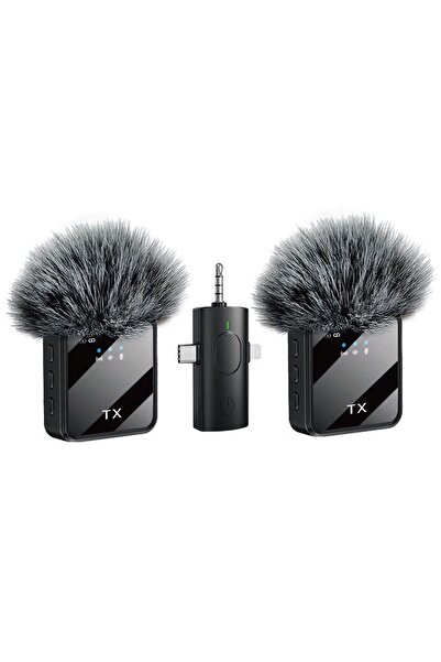 Bubitechh F11-2 Kablosuz Yaka Mikrofonu Type-C Lightning Uyumlu iPhone Android Telefon Kamera İçin