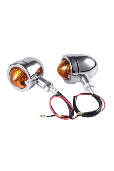 EVO MOTORS Set 2buc Semnalizari Universale Cromate Chopper Bobber Cafe Racer ...