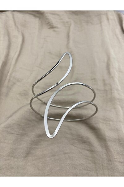Hedef Bijuteri سوار بازو بذراع قابل للتعديل باللون الفضي من طراز Flame Curl، ...