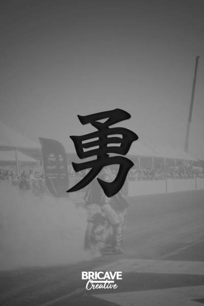 Bricave Cesaret Kanji JDM Araba-Motosiklet Cam Etiket Sticker 12x10cm