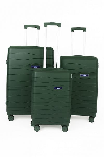 Mnuk Viajero Set of 3 Luggage with Anti-Theft Zipper, TSA Lock, PP Material| Size 28/24/20- Army Green