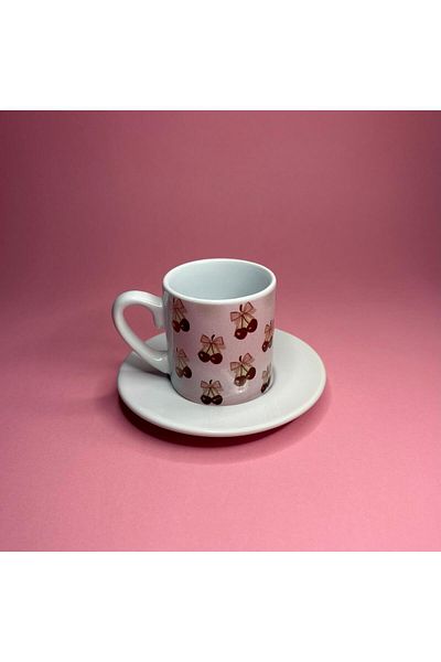 EYBaskı Tasarım Cherry Themed Single Coffee Cup