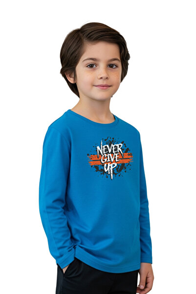 YA KO KİDS SWEATSHIRȚ BĂIEȚI CU GĂLĂ ROUND NEVER GİİVE CU MODEL