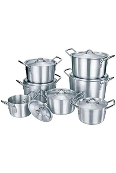 Türkiye مجموعة أواني طهي كاملة من 7 قطع، مجموعة أواني طهي من الألومنيوم مع 7 أغطية، مجموعة أواني طهي من الألومنيوم. 14 سم