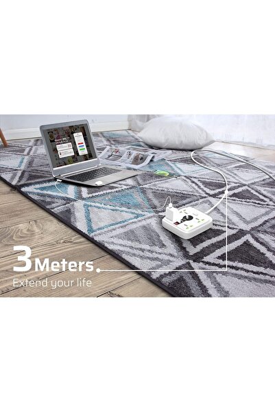 Generic Extension Cord with USB C PD Charging, 4 Universal Extension Plugs Power Extension, 1 Type C 20W, 1