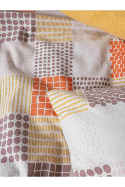 Cotton Box Flanel Tek Kişilik Nevresim Takımı Palm Hardal