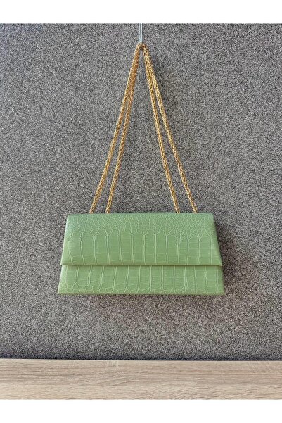 Dadali Leather Look Crocodile Patterned Chain Bag Green