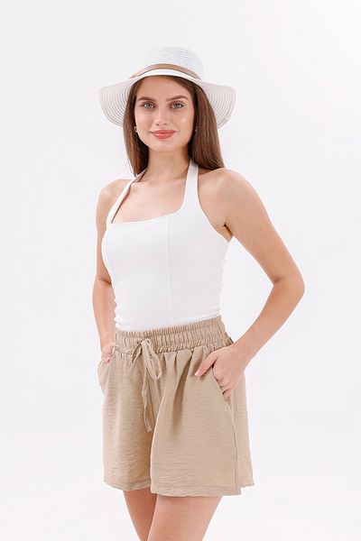 GENIUS STORE Genius Store Women's Shorts Aerobin Cotton Pocketed Non-Shrink Fabric Shorts with Elastic Waist