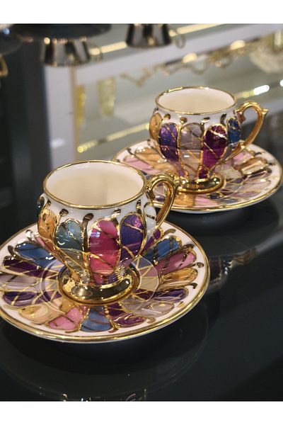 P&ORA PREMIUM KITCHEN PRODUCTS P&Ora Eldekor 2 Persons Cup Set Rainbow
